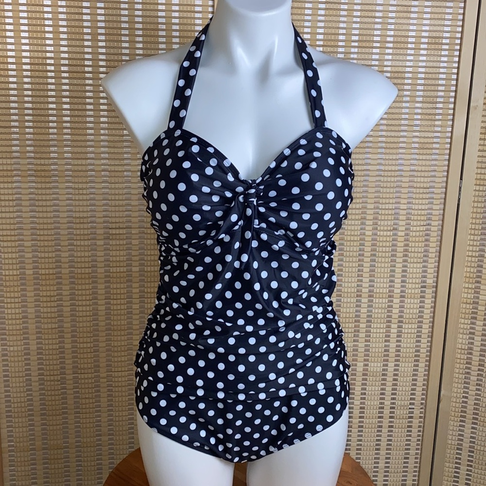 Tempt Me Retro Woman’s XL High Waisted Tummy Control One Piece Swimwear NWT